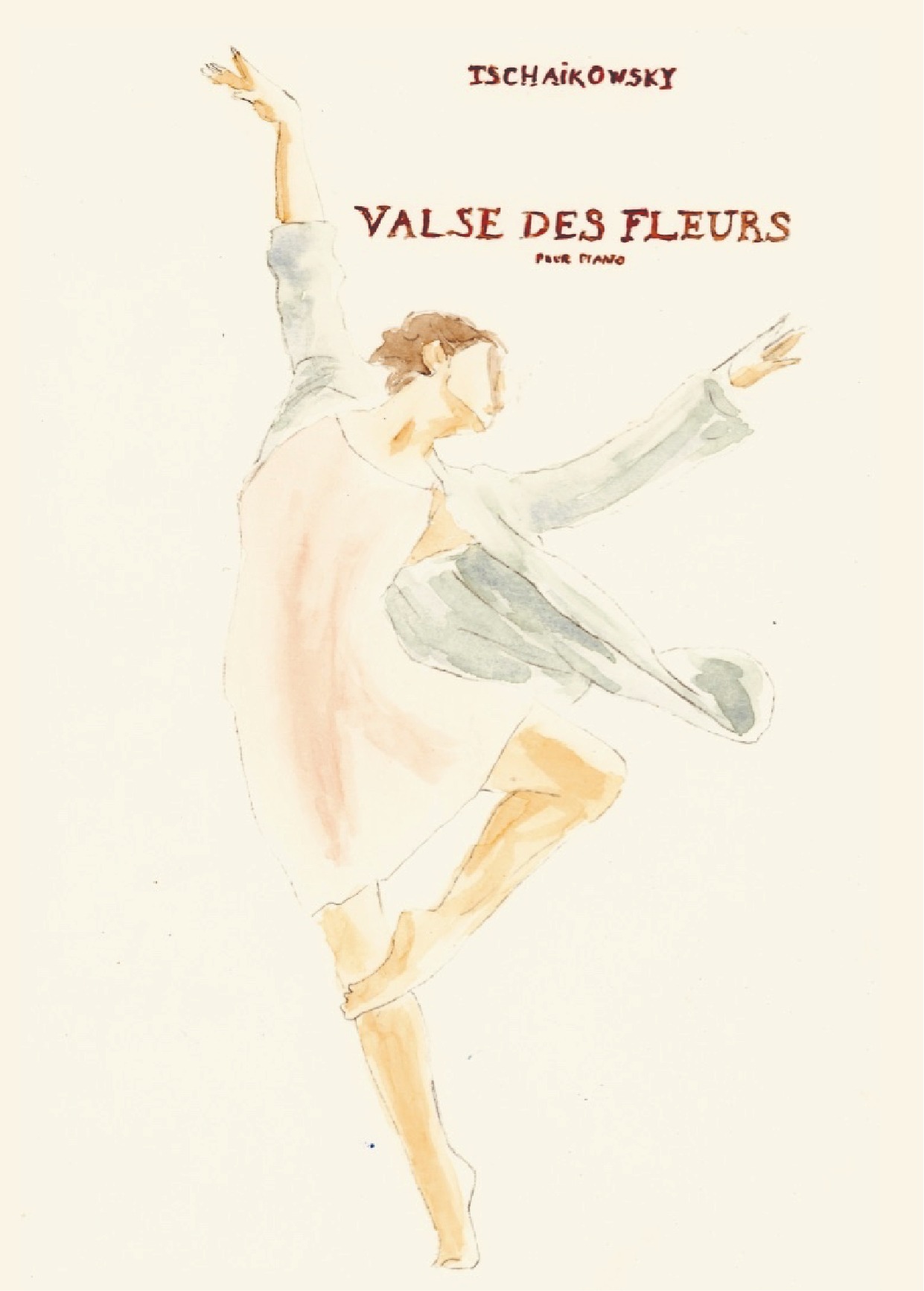 Danseuse à l’aquarelle sous le titre Valse des fleurs